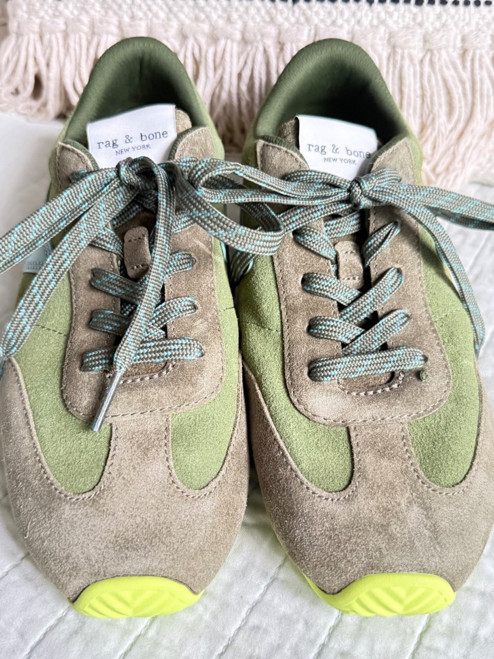 New Rag & Bone Drift Runner Sneaker Taupe Suede Women's Size 6